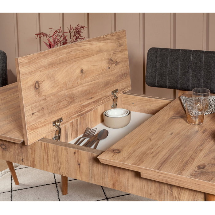 Hanah Home Vina 1053 Juego de Comedor Extensible Pino Atlántico y Antracita